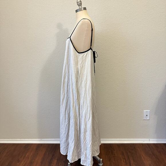 MVN The Label Maxi Slip Dress Beige Linen Sleeveless Swing Lagenlook - Picture 7 of 12